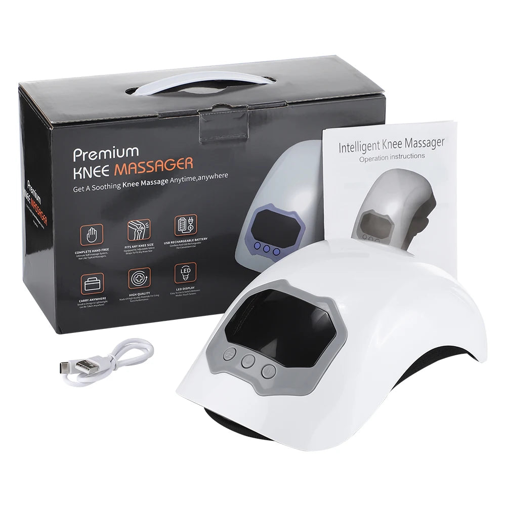 Wireless Heated Knee Massager with Red Light, Air Compression & Vibration
