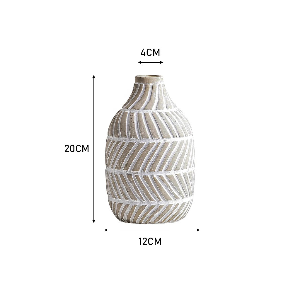 Nordic Style White Ceramic Round Vase – Minimalist Decorative Flower Vase for Living Room, Bedroom, Dining Table & Home Décor