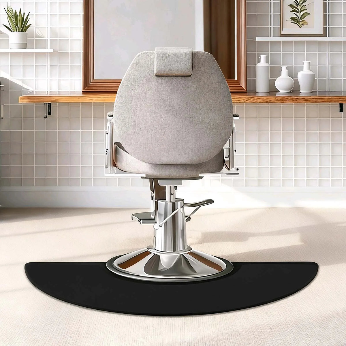 Salon Anti-Fatigue Floor Mat – 90 × 150cm Semicircular Barber & Hairdressing Mat.