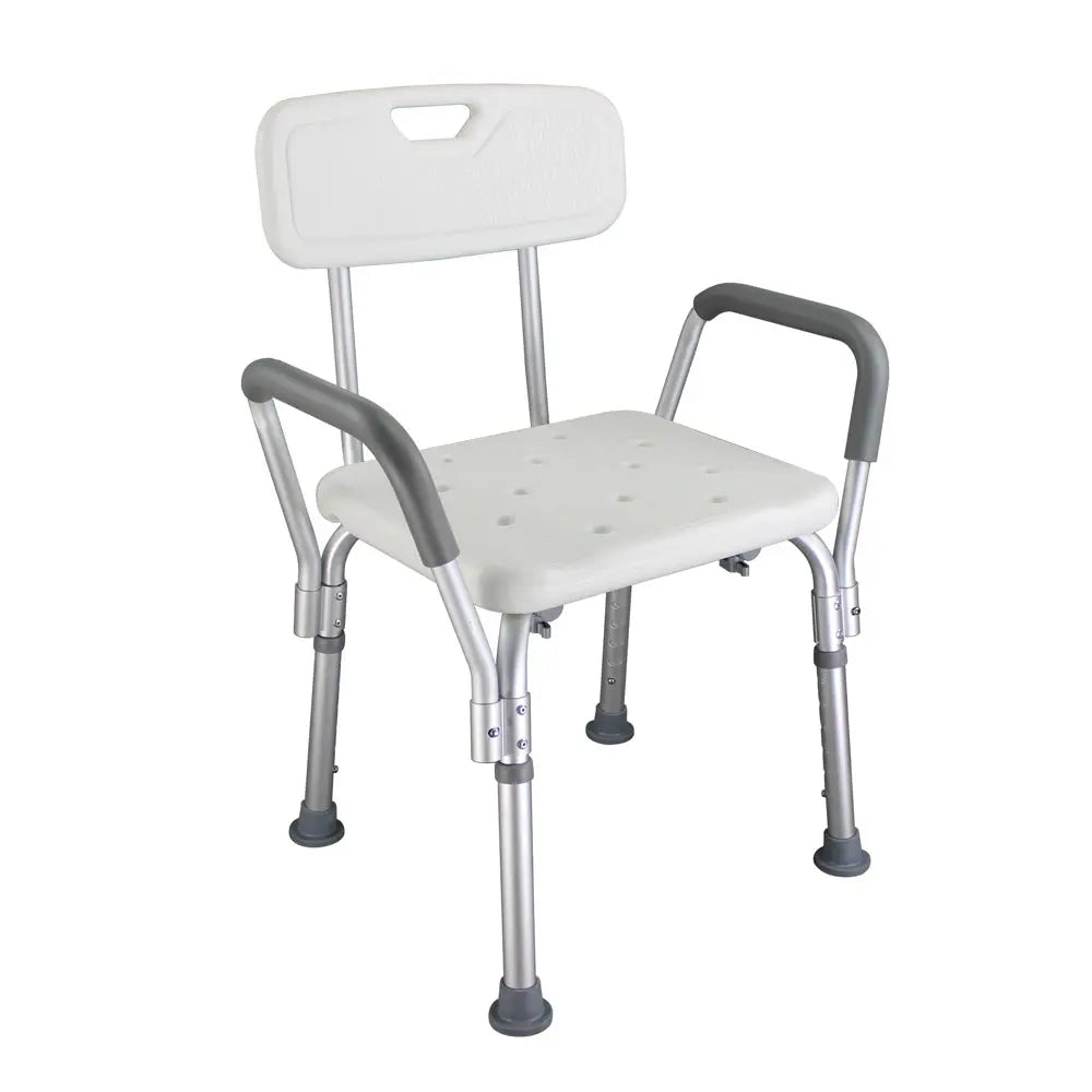 Medical Shower Chair with Backrest & Handles – Adjustable Height, Non-Slip Bath Seat.