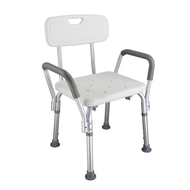 Medical Shower Chair with Backrest & Handles – Adjustable Height, Non-Slip Bath Seat.