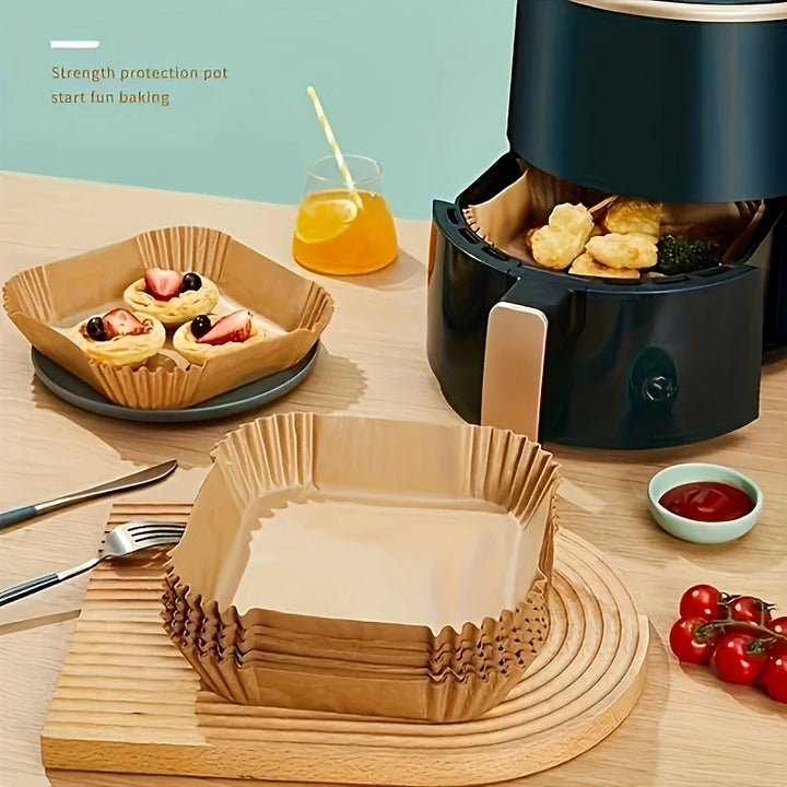 Air Fryer Paper Liners – Non-Stick Disposable Parchment Liners for Easy Cooking & Cleanup.