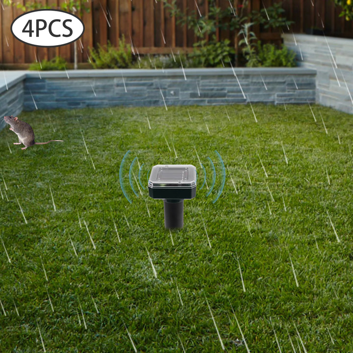 4-Piece Solar Ultrasonic Animal Repeller – Mole, Snake & Rat Deterrent for Garden & Yard.