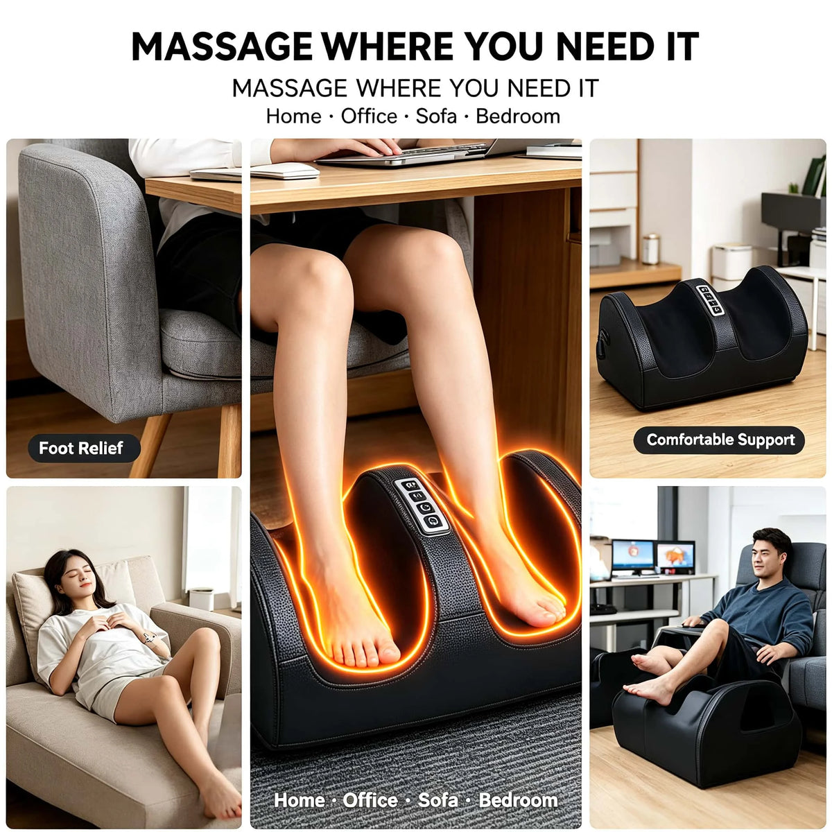 Electric Shiatsu Foot & Leg Massager with Heat – 3 Intensity Levels.