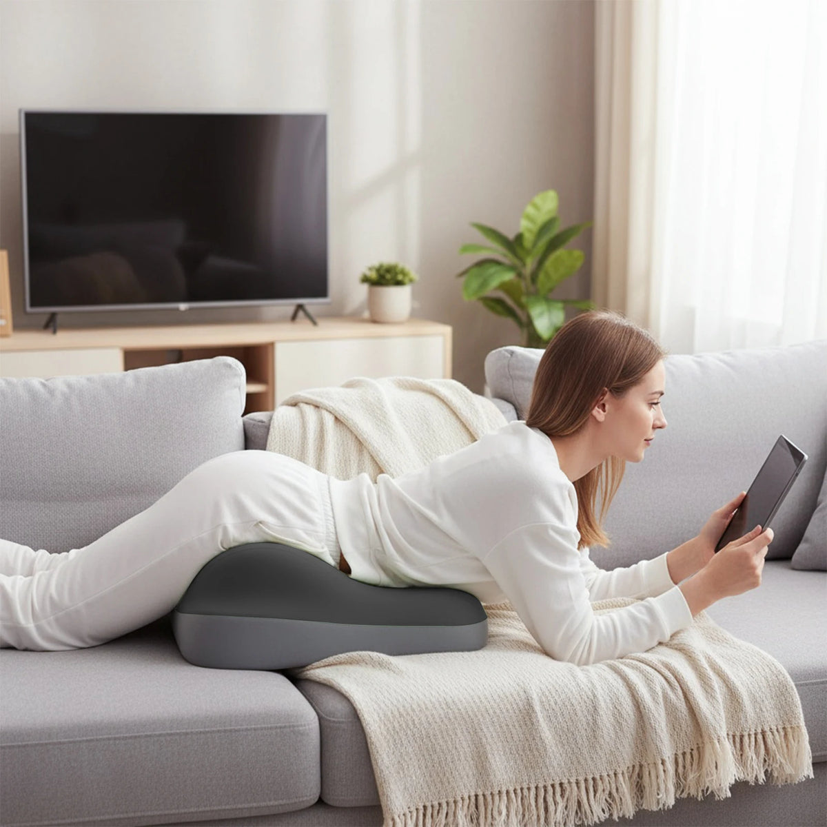 Multifunctional Wedge Support Pillow with Memory Foam Seat Cushion – Comfortable Back & Hip Support for Sitting and Resting.