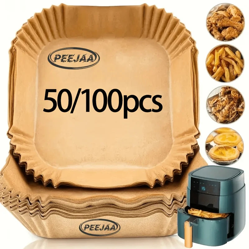 Air Fryer Paper Liners – Non-Stick Disposable Parchment Liners for Easy Cooking & Cleanup.
