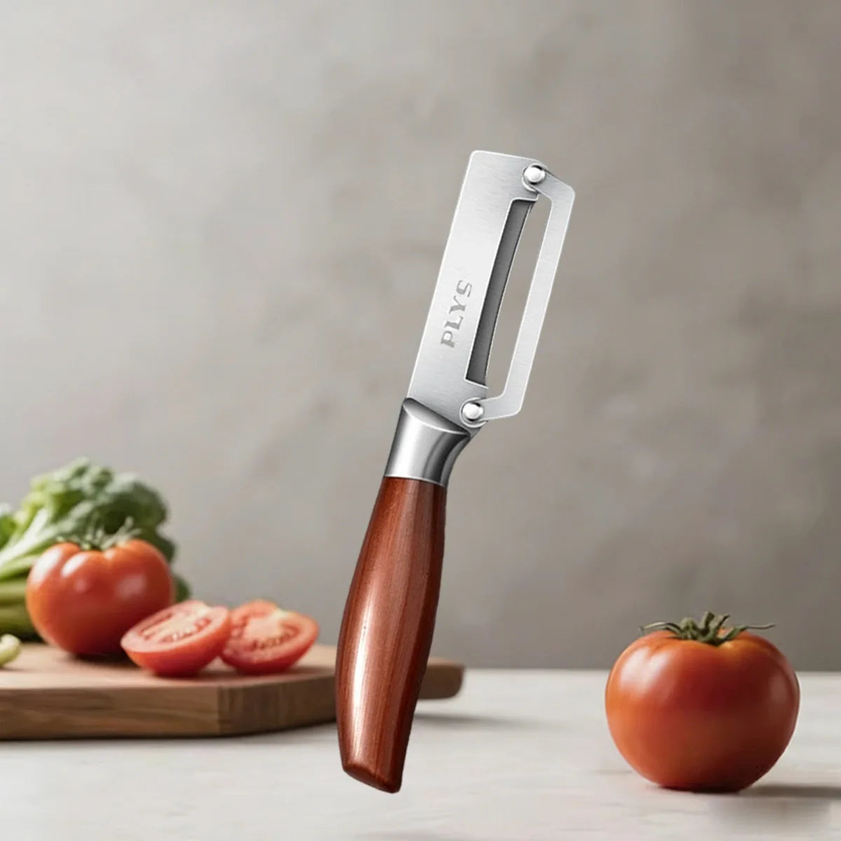 Multi-Function Vegetable Peeler – Stainless Steel Blade Kitchen Peeler with Wooden/Steel Handle & Bottle Opener.