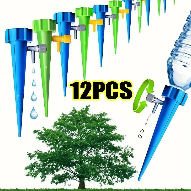 6/12-Pack Automatic Drip Irrigation Spikes – Self-Watering Plant System.