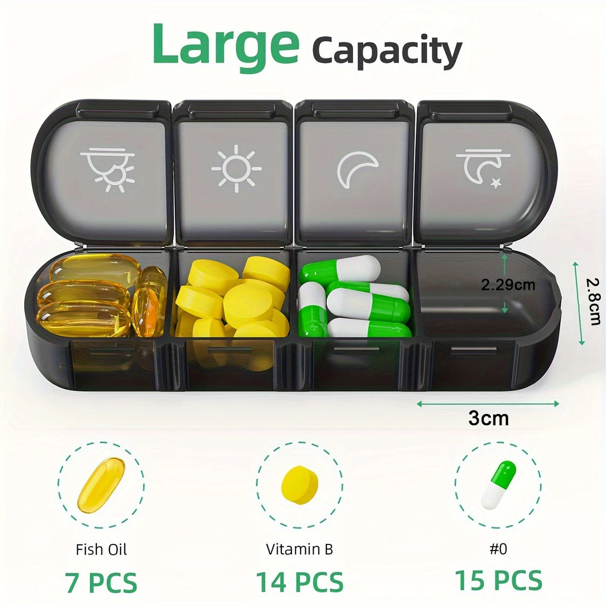 Weekly Pill Organizer 4 Times a Day with a Business Stylish Bag, Portable Pill Box 7 Day with 28 Compartments .