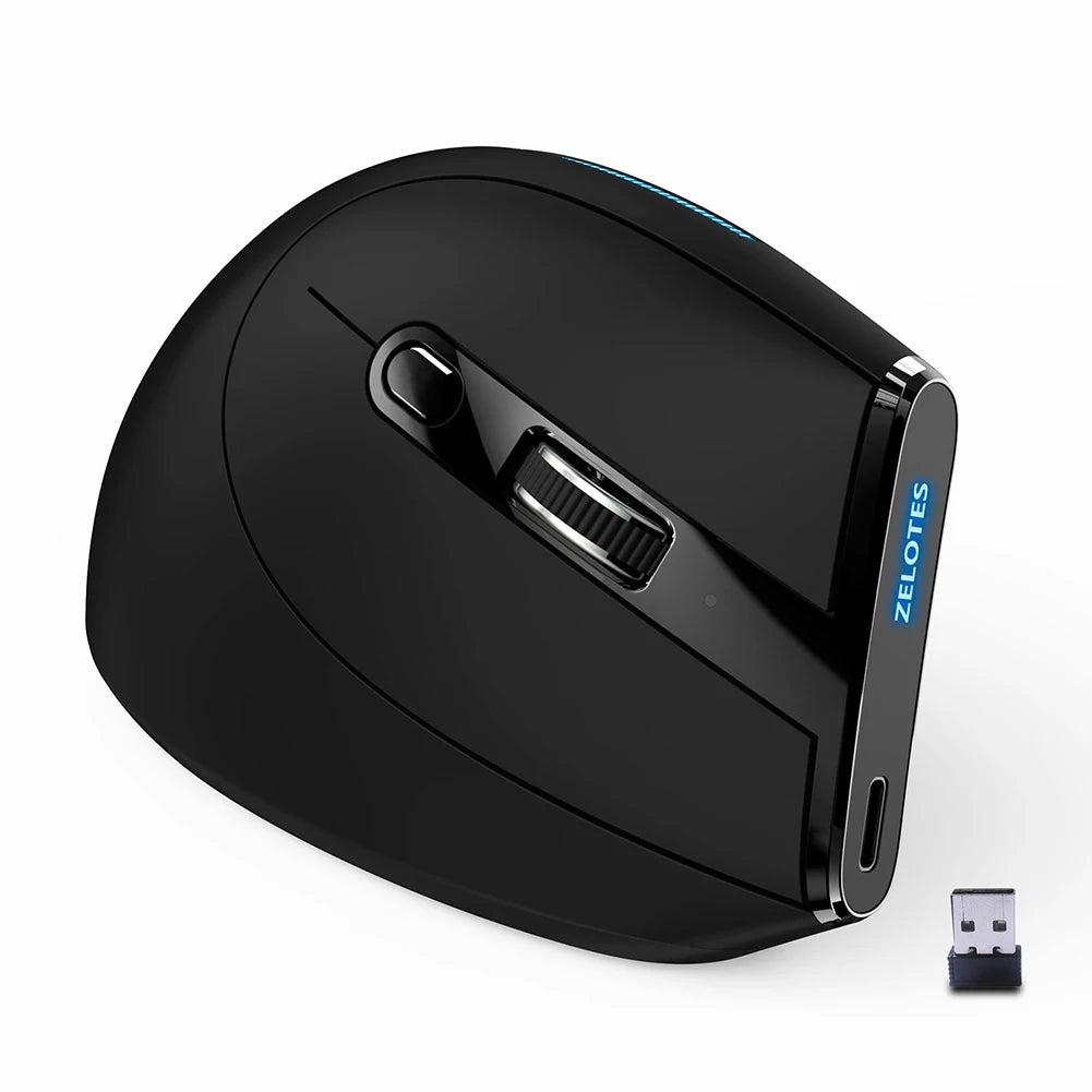 Ergonomic Vertical Wireless Mouse – F-36A, 2400 DPI Adjustable & Rechargeable.