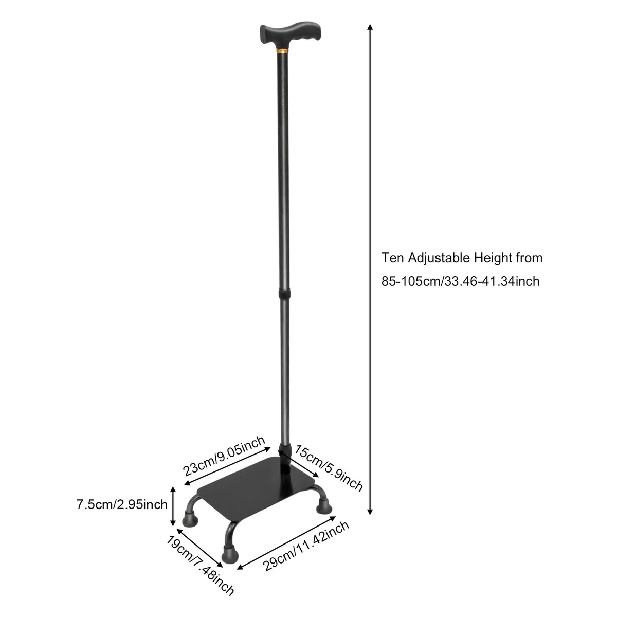 2-in-1 Stair Climbing Walking Cane – Adjustable 85–105cm Support Stick for Seniors.