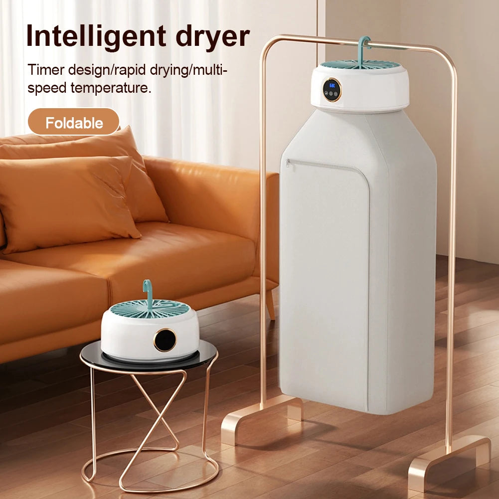 Household Clothes Dryer with Timer – Rapid Drying Garment Machine, Foldable & Portable for Underwear, Baby Clothes and Lightweight Garments.