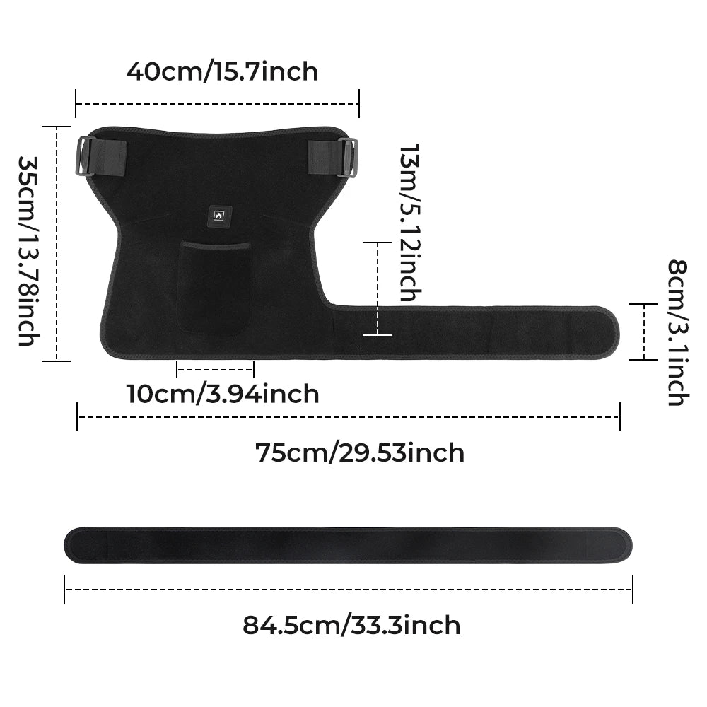 USB Rechargeable Heated Hip Support Brace – 3-Level Heat & 660nm Infrared Wrap.