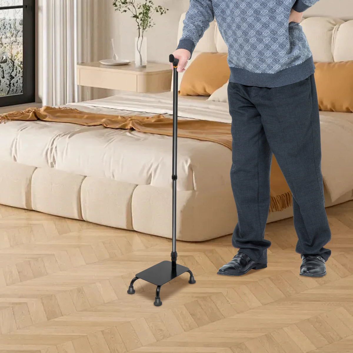 2-in-1 Stair Climbing Walking Cane – Adjustable 85–105cm Support Stick for Seniors.