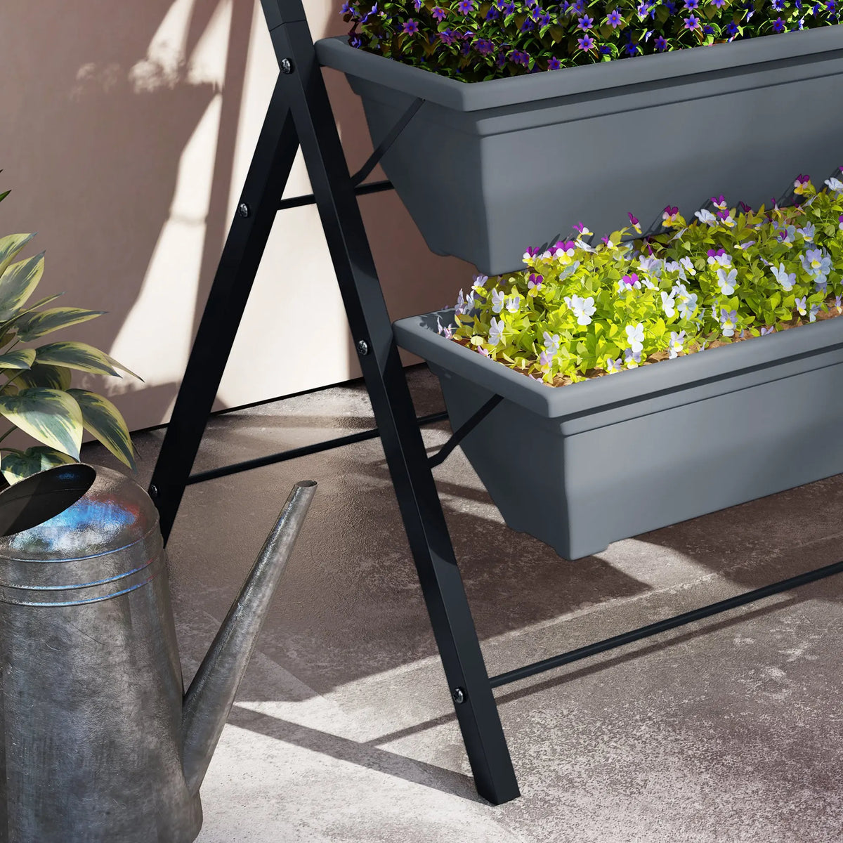 5-Tier Raised Garden Bed, Vertical Ladder Plant Stand with 5 Removable Boxes, Grey
