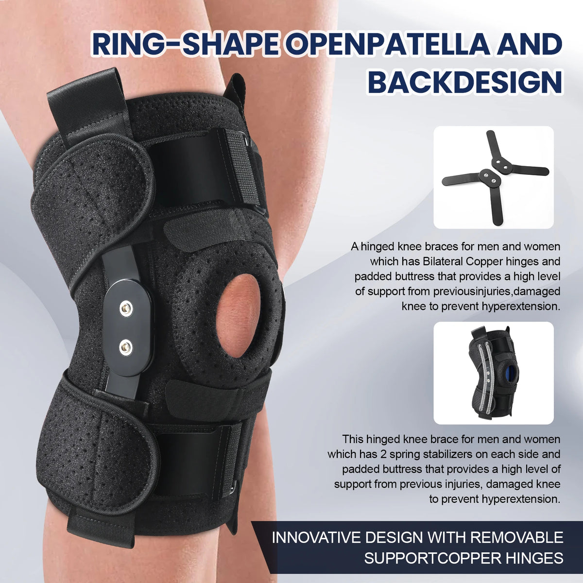 Hinged Knee Brace with Side Stabilisers & Patella Gel Pads.