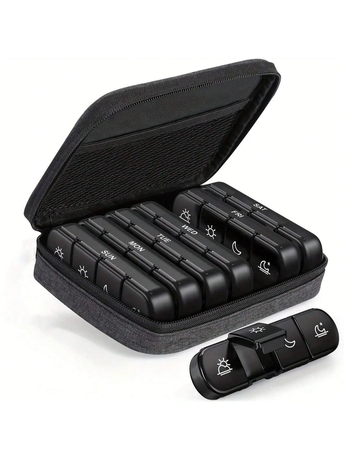 Weekly Pill Organizer 4 Times a Day with a Business Stylish Bag, Portable Pill Box 7 Day with 28 Compartments .