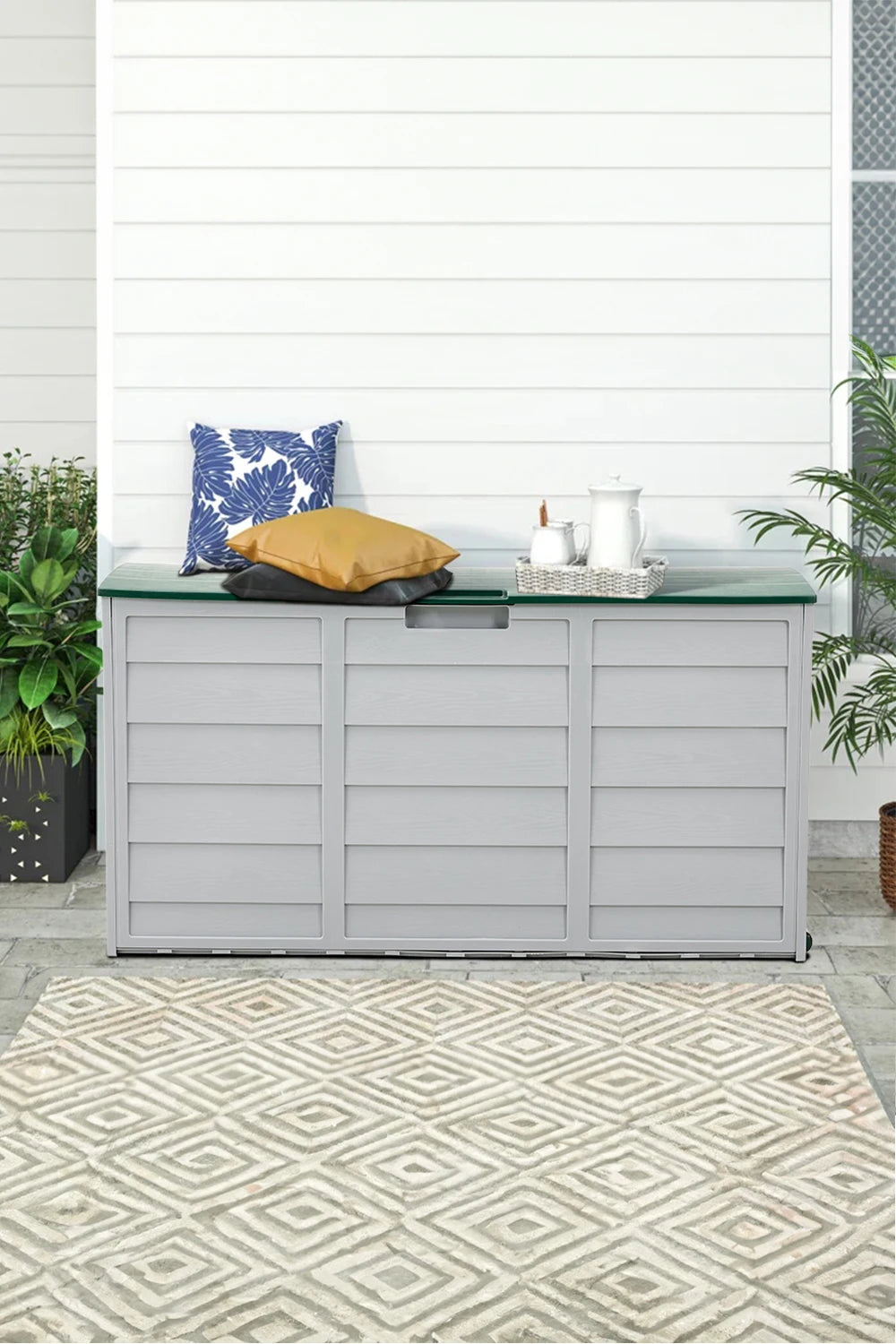 Outdoor Garden Plastic Storage Trunk – Weather-Resistant Storage Box.
