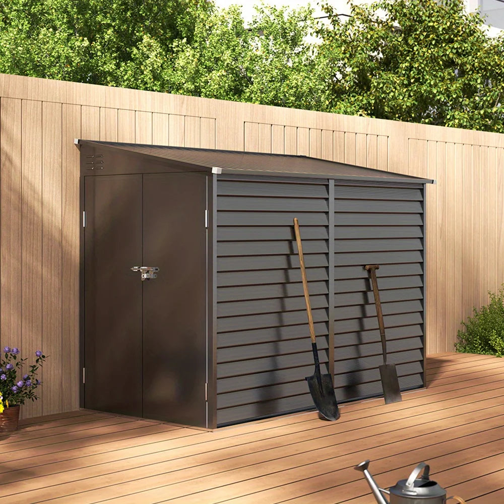 Extra Large Galvanized Steel Garden Storage Shed – Lockable Outdoor Tool & Bike Storage.