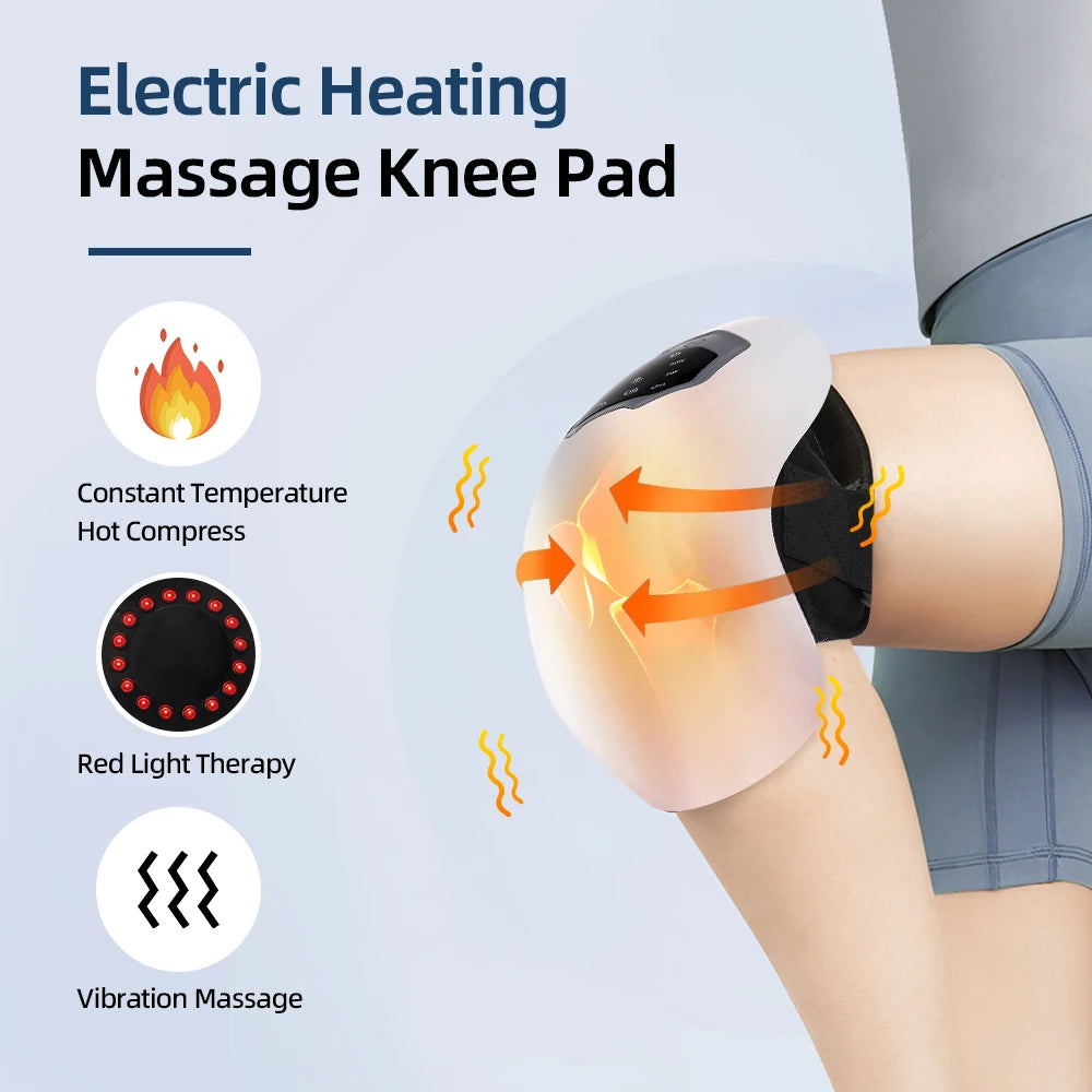 Wireless Heated Knee Massager with Red Light, Air Compression & Vibration