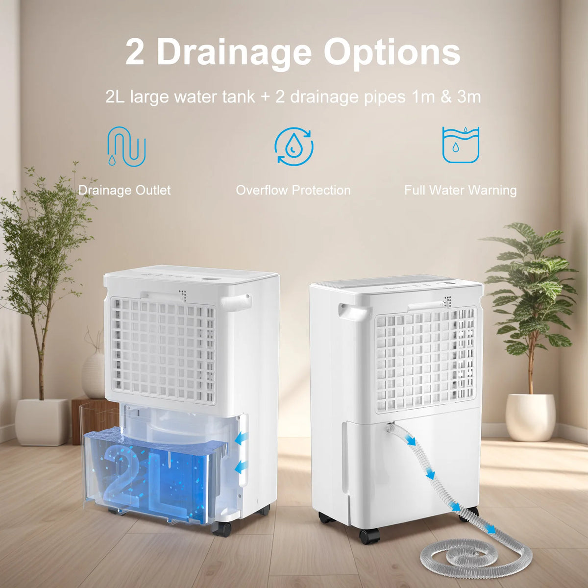 Electric Dehumidifier 16L/Day – Compact Room Dehumidifier with Moisture Sensor, Energy Efficient.