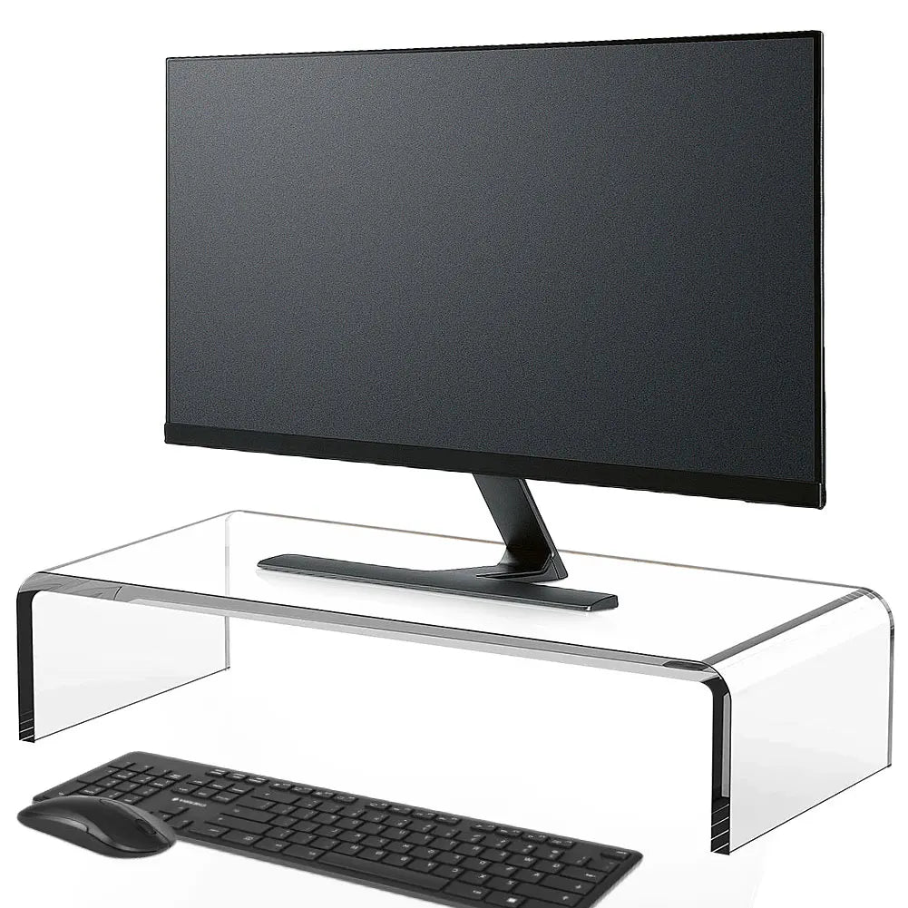 Acrylic Monitor & Laptop Stand Riser – Desktop Organiser with Keyboard & Storage Space.