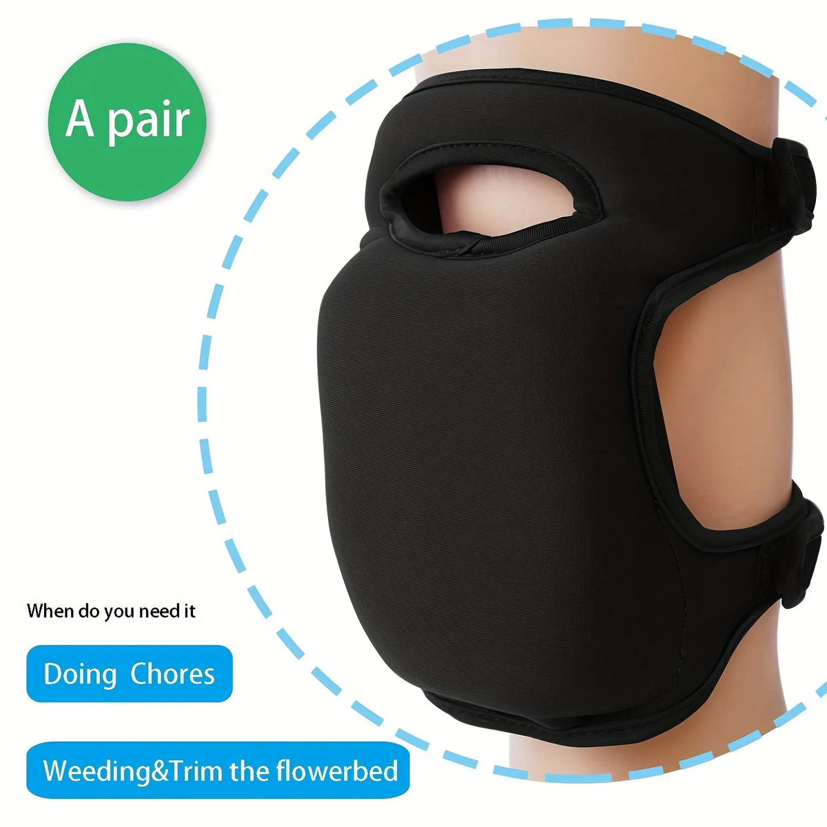 2-Pack Extra-Thick Memory Foam Gardening Knee Pads – Adjustable Strap & Non-Slip Protection.