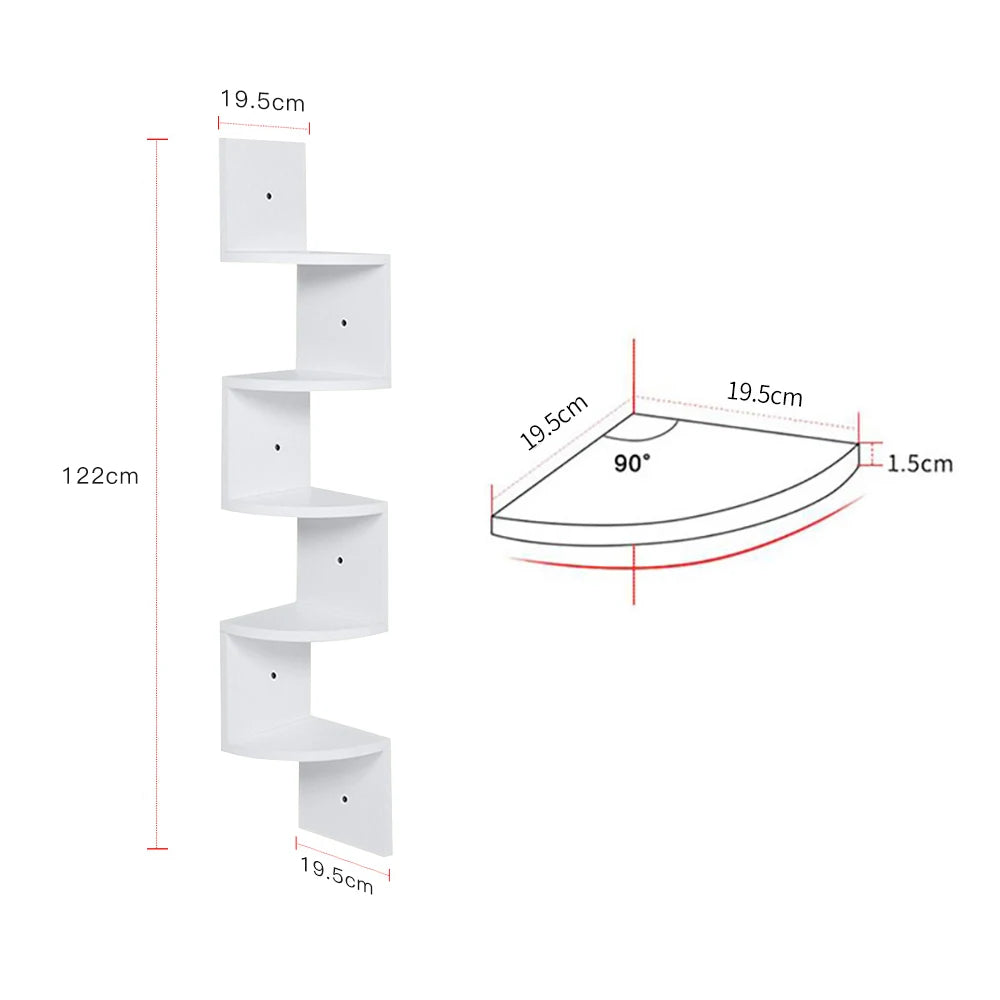 Zigzag Floating Corner Shelves Storage Organizer For Home Office