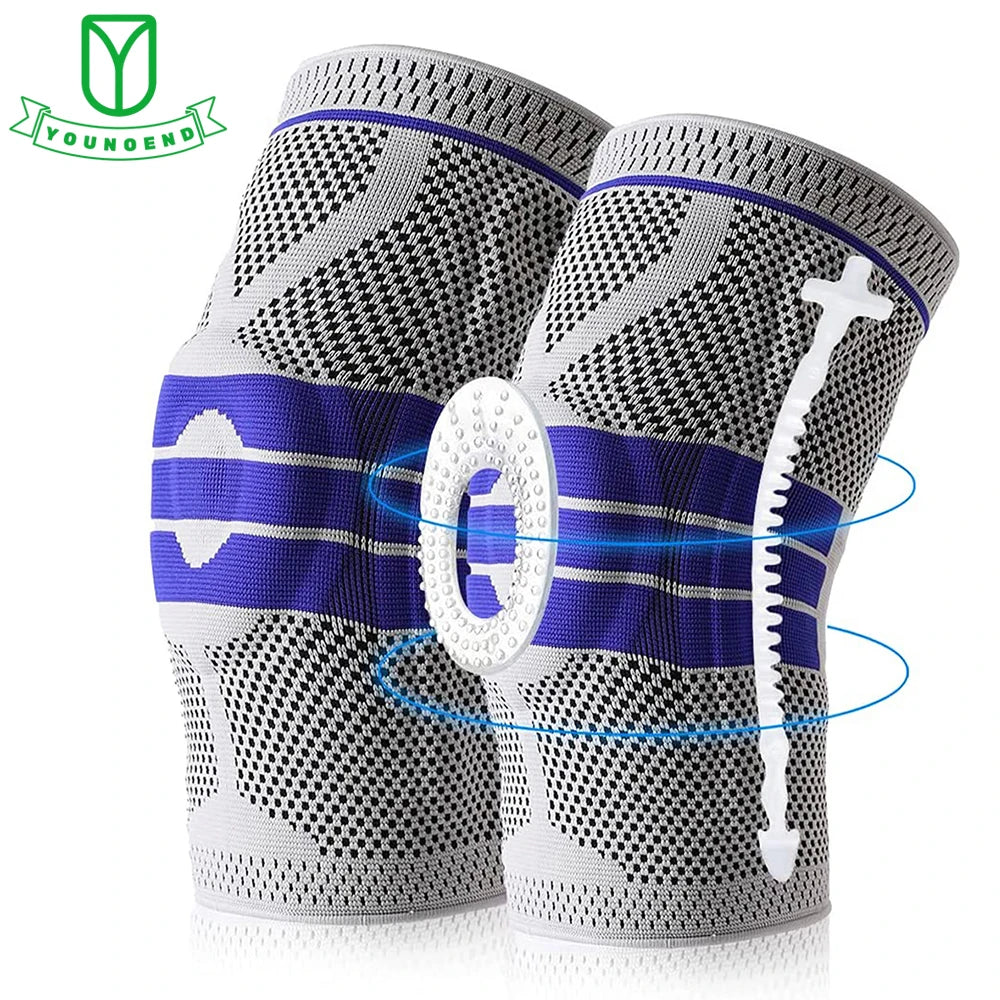 Silicone Padded Knee Support Sleeves for Sports & Fitness.