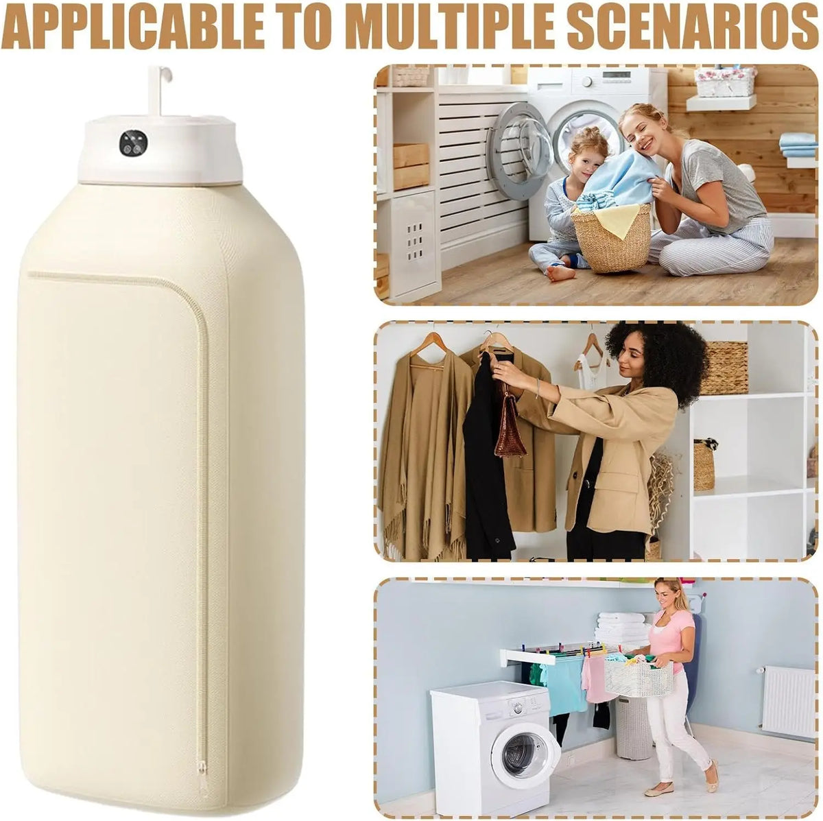 Portable Foldable Clothes Dryer – 360° Hot Air Circulation, PTC Fast Heating, 1–7H Timer, Overheat Protection & Low-Noise Large-Capacity Garment Dryer.