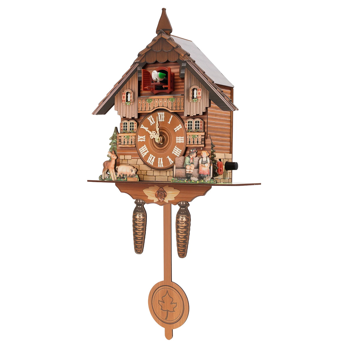 Wall-Mounted Wooden Cuckoo Clock – Traditional Chiming Clock, 25 × 10 × 50cm, 7:00–21:00 Hourly Chime, Decorative Home Wall Clock.