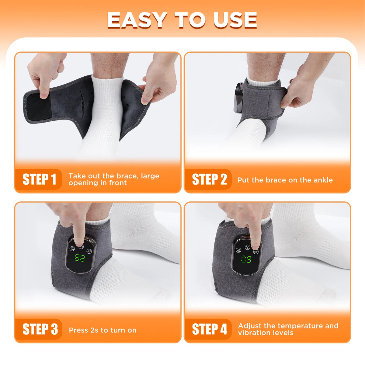 Electric Heated Ankle & Foot Massager with Vibration & Hot Compress