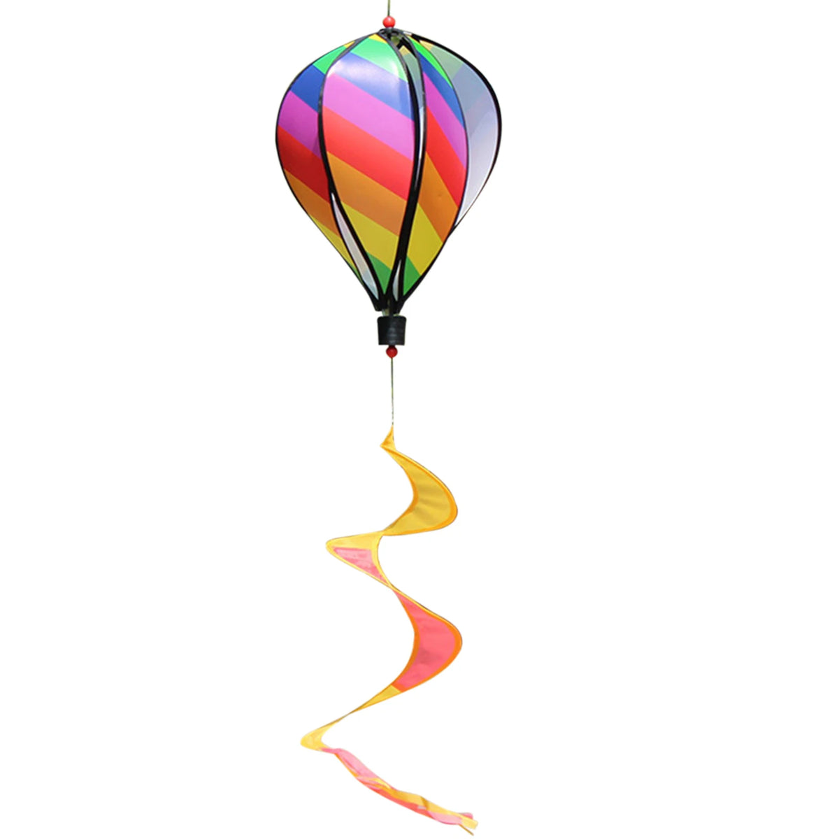 Rainbow Hot Air Balloon Wind Spinner – Kinetic Hanging Garden Decoration.