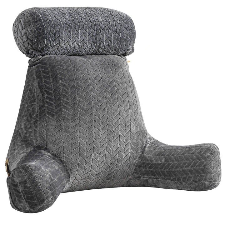 Adult Reading Pillow with Arms & Pockets – Ergonomic Backrest Cushion for Bed, Sofa & Lounging.