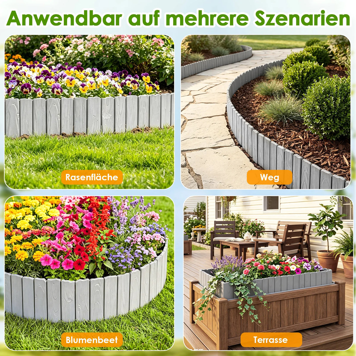 20-Piece Imitation Stone Garden Fence – Decorative Lawn & Plant Border Edging.
