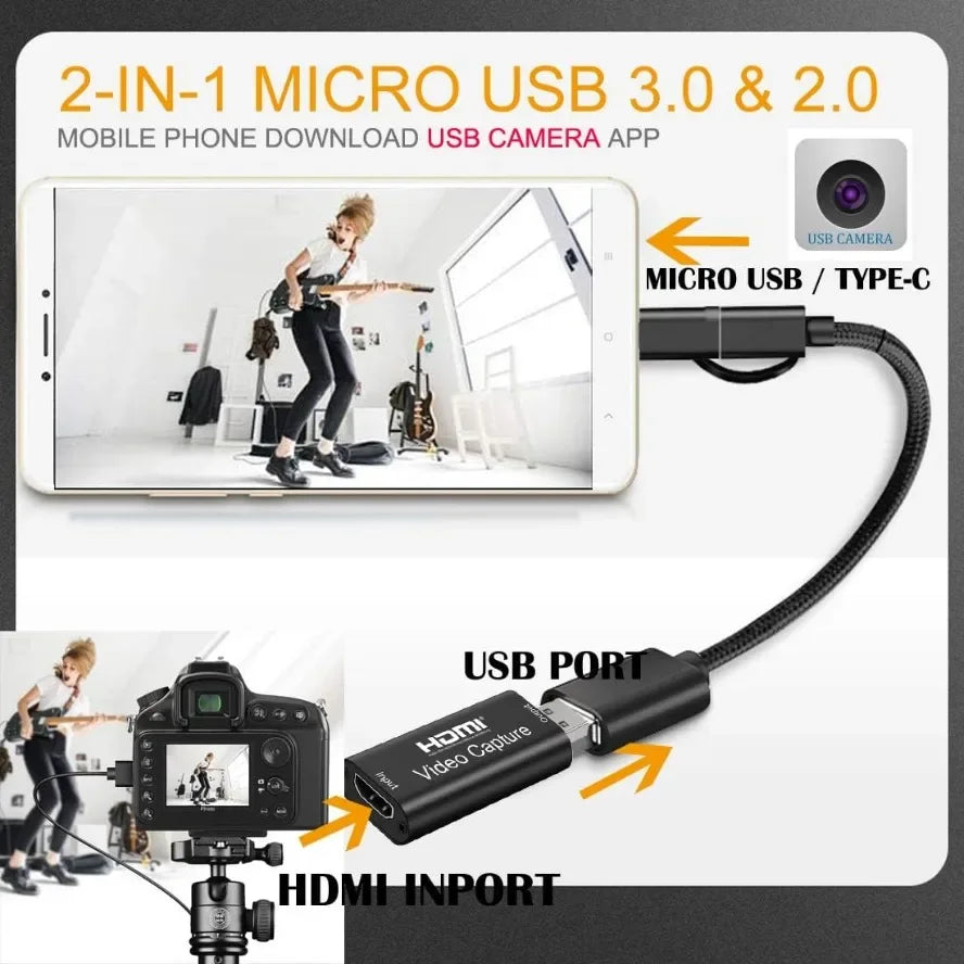USB 3.0 Video Capture Card 4K 1080P USB 2.0 HDMI Game Grabber Box for PS4 DVD Camera PC Recording Placa De Video Live Streaming