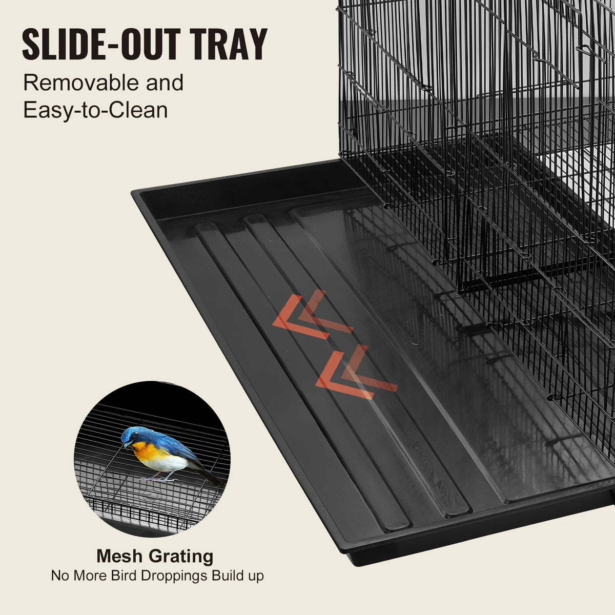 SucceBuy 30-Inch Stackable Bird Cage – Portable Travel Cage with Handle & Perches.