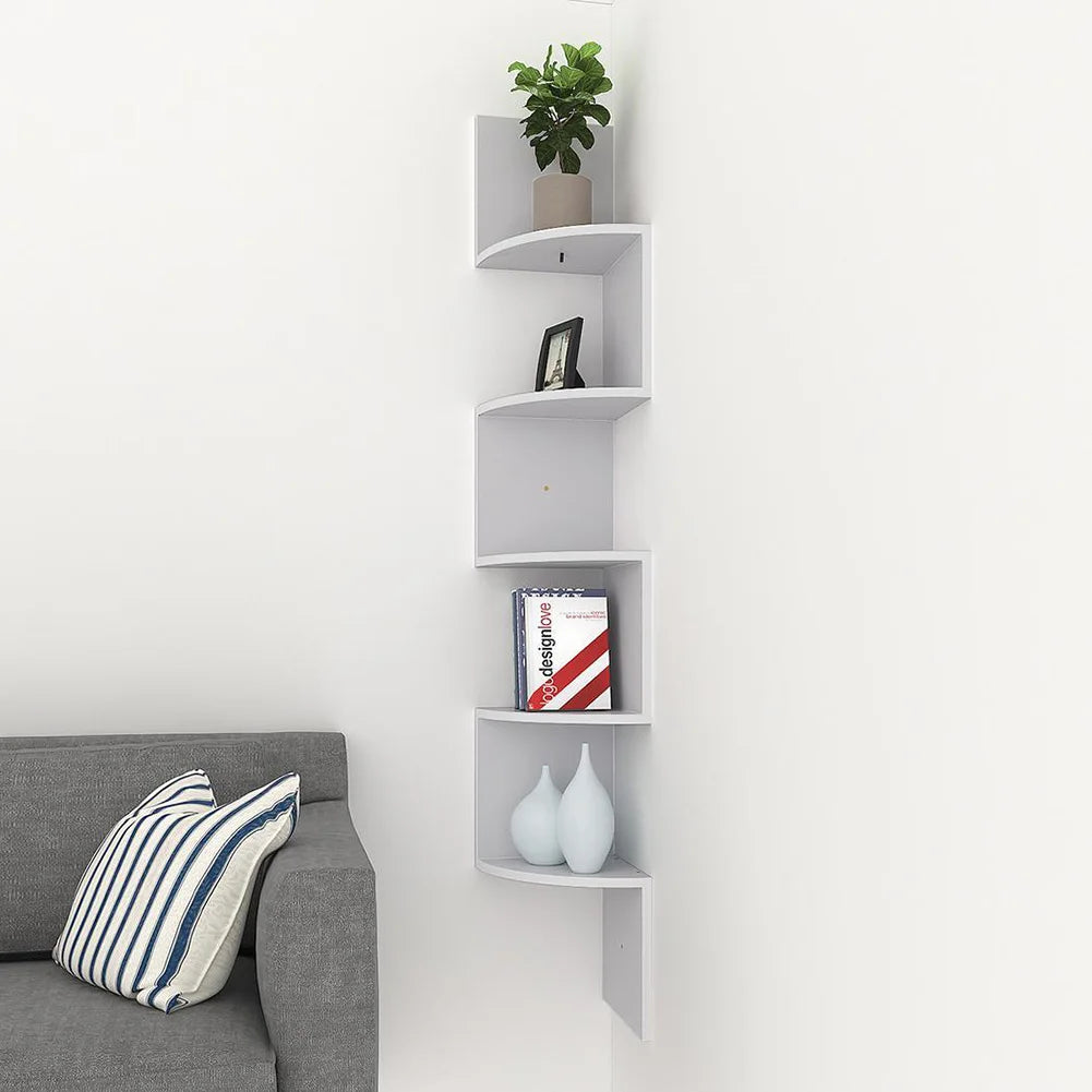 Zigzag Floating Corner Shelves Storage Organizer For Home Office