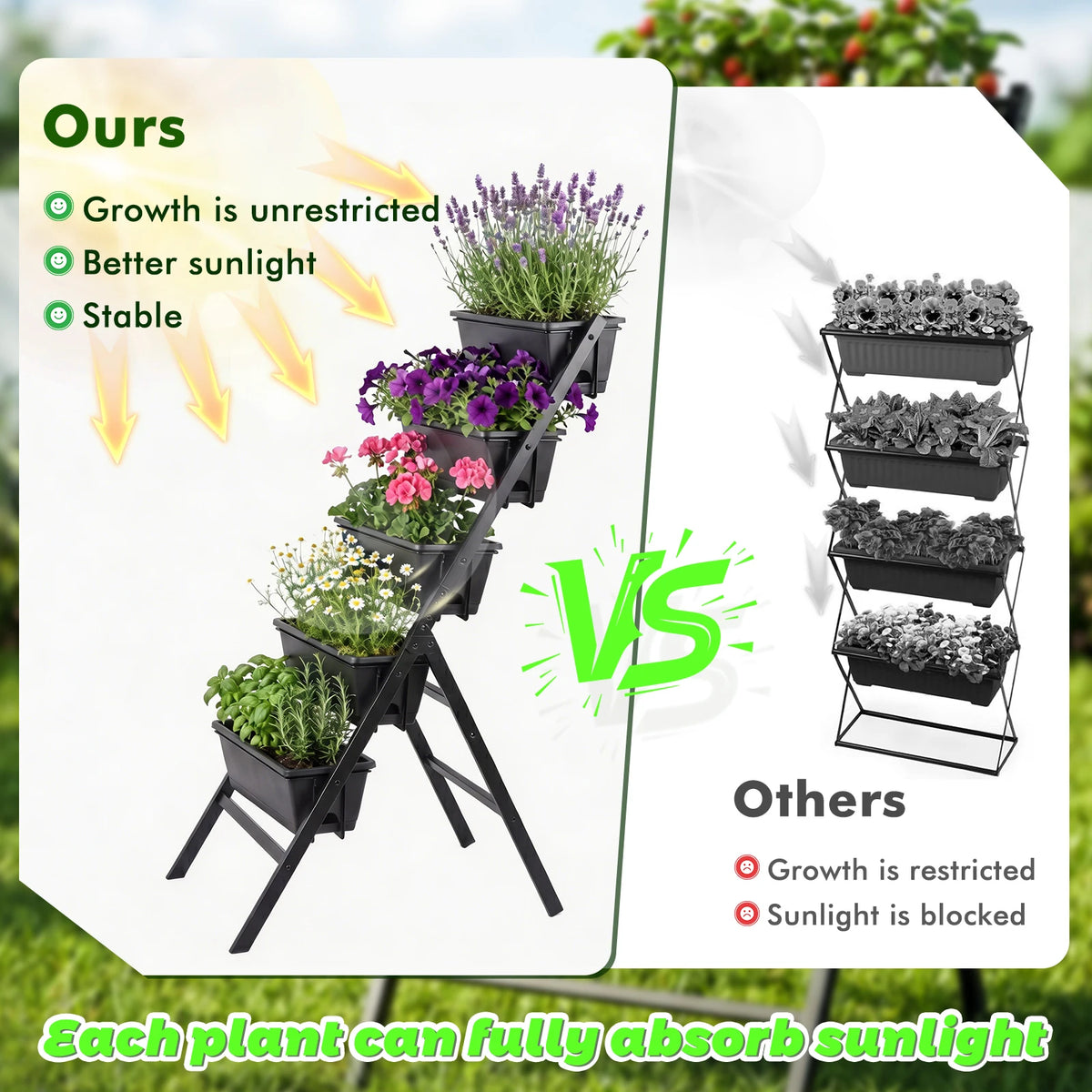 5-Tier Plant Stand – Multi-Level Steel Garden Plant Rack.