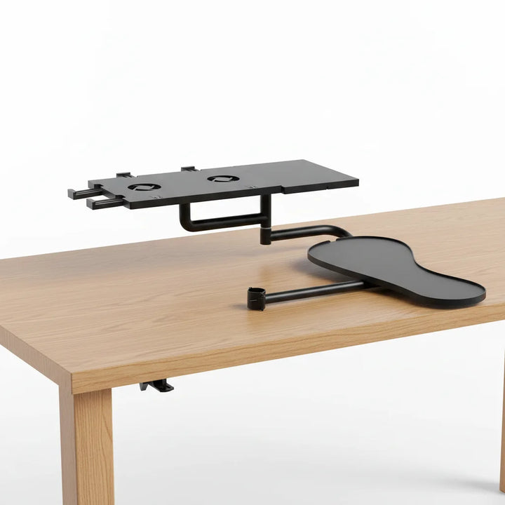 Chair-Mounted Keyboard & Laptop Holder with Mouse Pad, USB Fan & Wrist Support.