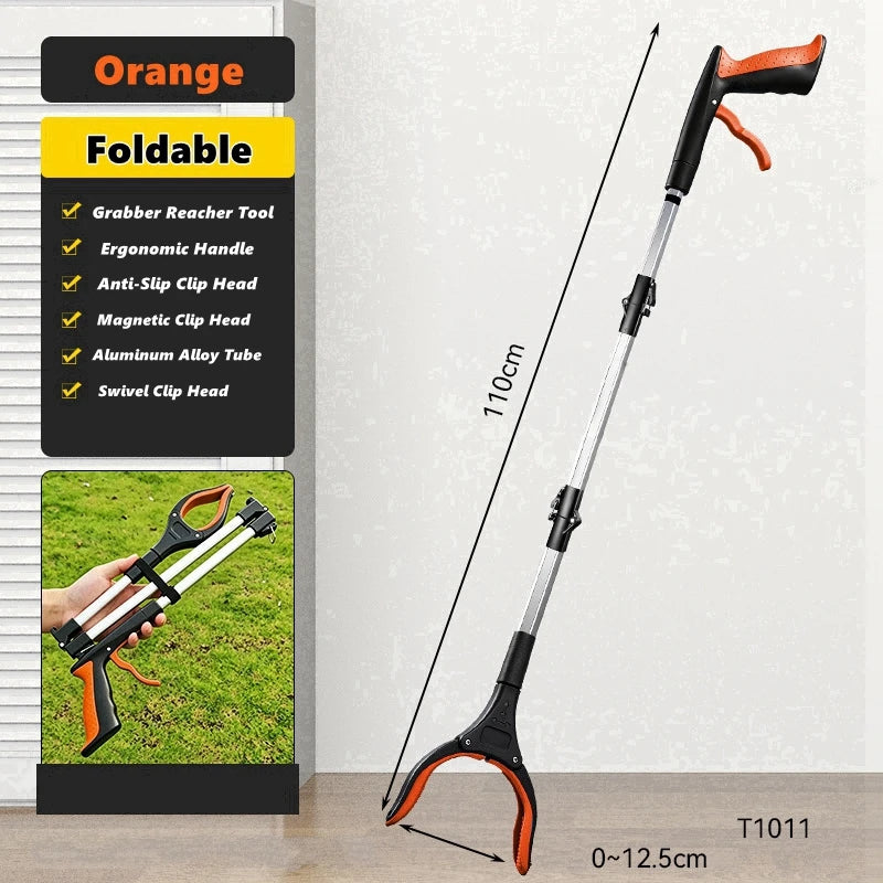 Foldable Grabber Reacher Tool with Magnetic Tip & 360° Swivel Head.