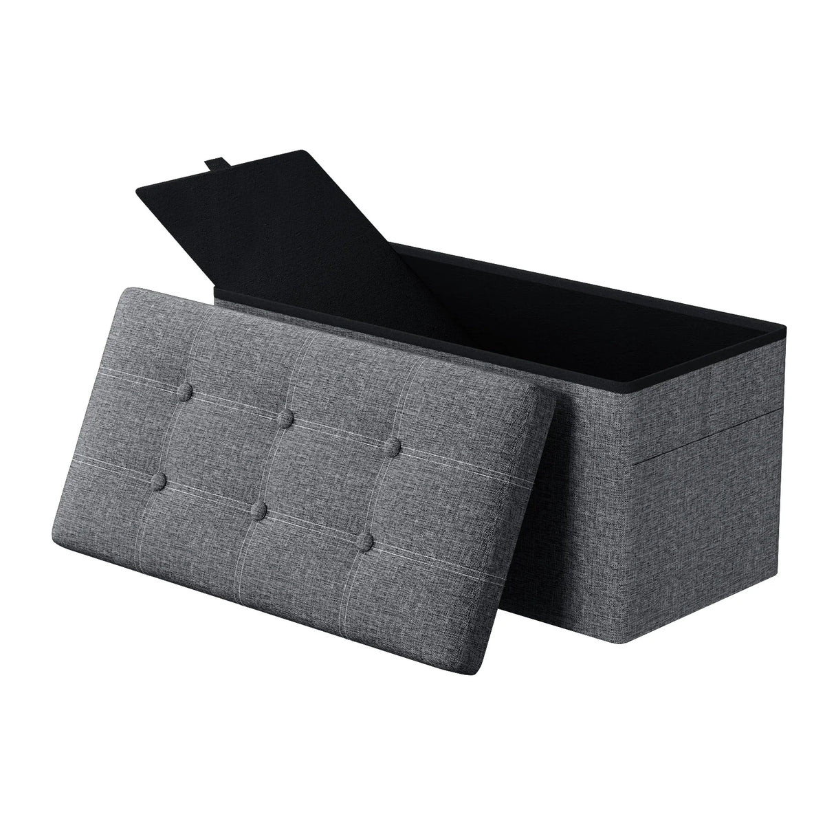 Folding Storage Ottoman Bench – 150kg Capacity, Hidden Storage & Padded Seat, 76 × 38 × 38cm.