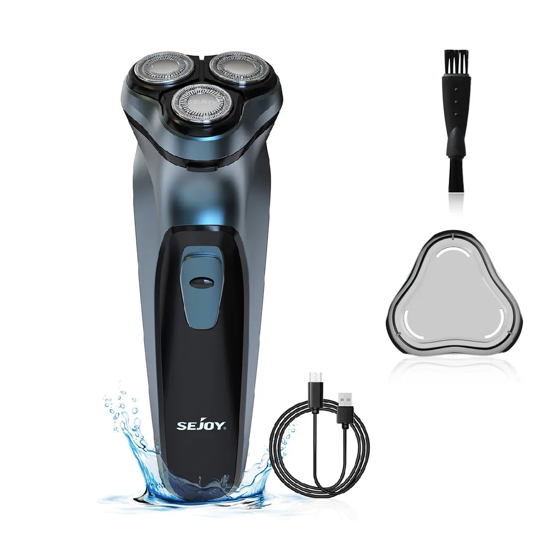 Men's Electric Shaver – Cordless Rotary Razor with Pop-Up Trimmer, Wet & Dry Use, USB Fast Charging for Travel.