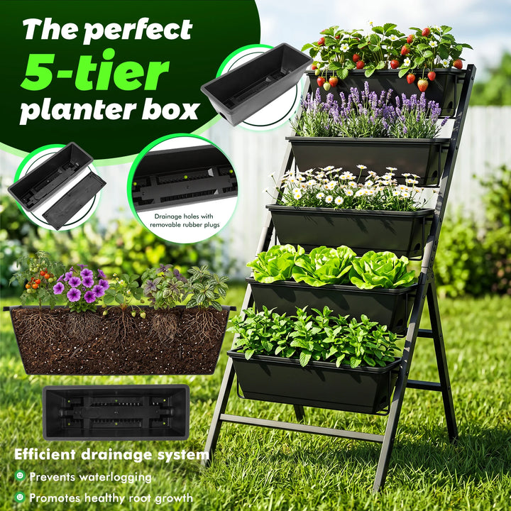 5-Tier Plant Stand – Multi-Level Steel Garden Plant Rack.