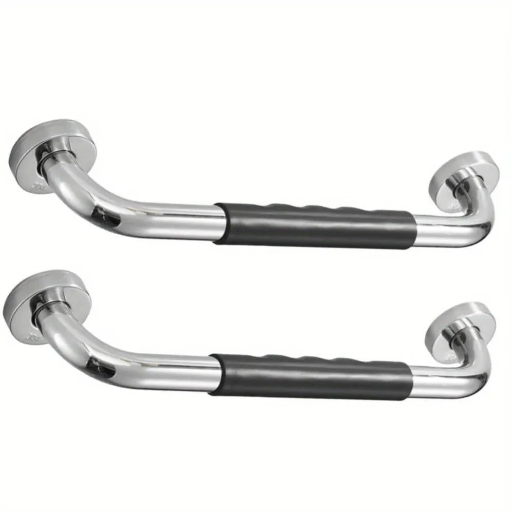 2-Piece Stainless Steel Shower Grab Bars – Non-Slip Bathroom Safety Handles with Silicone Grip.