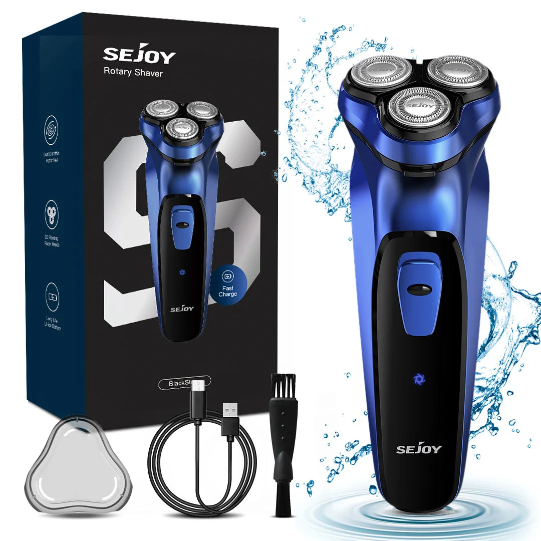 Men's Electric Shaver – Cordless Rotary Razor with Pop-Up Trimmer, Wet & Dry Use, USB Fast Charging for Travel.