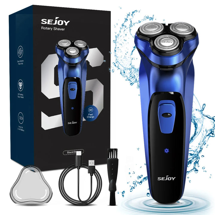 Men's Electric Shaver – Cordless Rotary Razor with Pop-Up Trimmer, Wet & Dry Use, USB Fast Charging for Travel.
