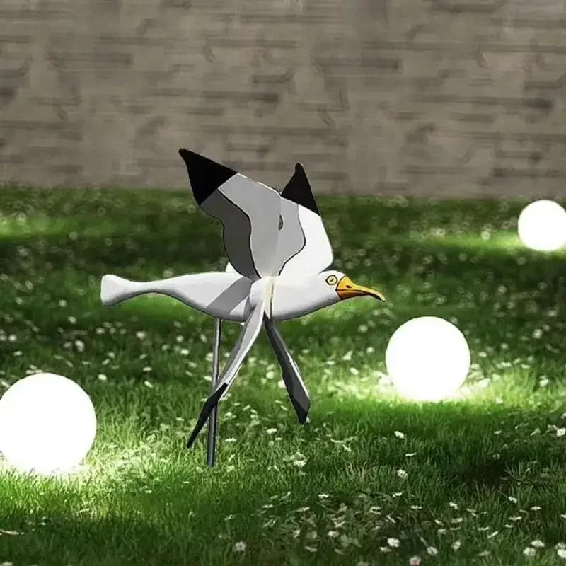 Seagull Bird Wind Spinner with Stake – Outdoor Garden & Yard Decoration.