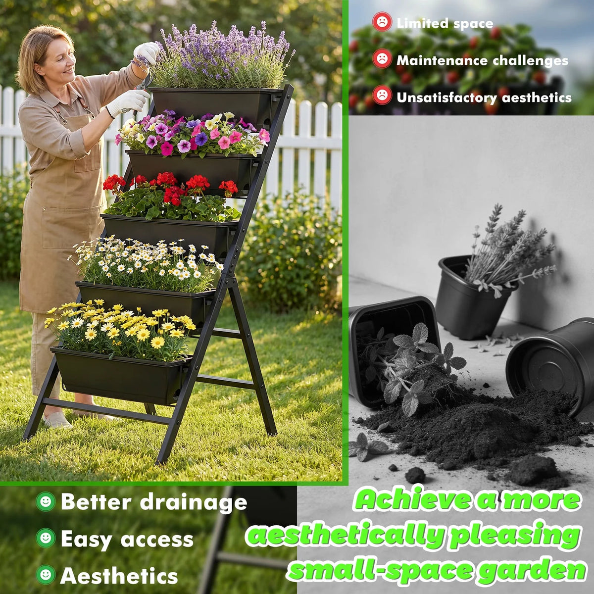 5-Tier Plant Stand – Multi-Level Steel Garden Plant Rack.
