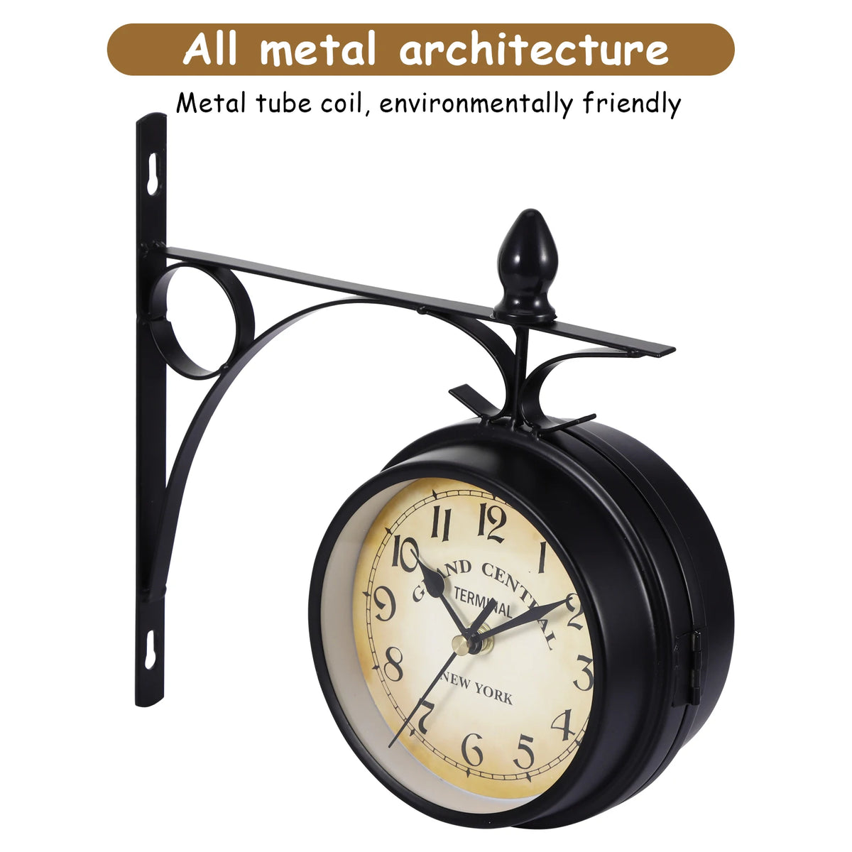 Double-Sided Retro Wall Clock – Silent Battery-Operated Antique-Style Clock.